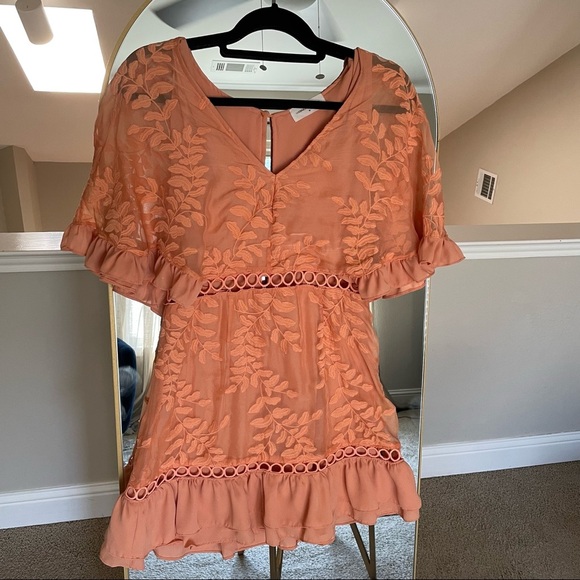 Goodnight Macaroon Creamy Orange Floral Ruffle Dress - Picture 3 of 9